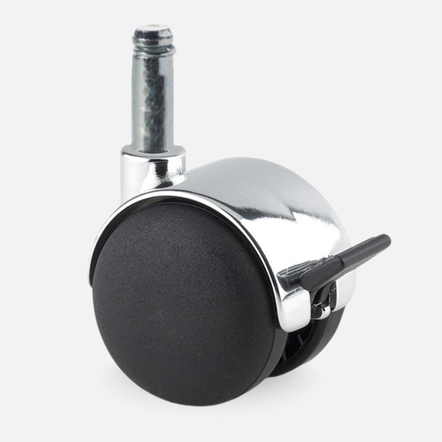 PP chrome wiel 50mm stift 8mm met rem-1