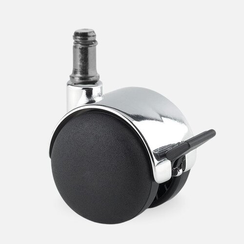PP chrome wiel 50mm stift 11mm met rem 