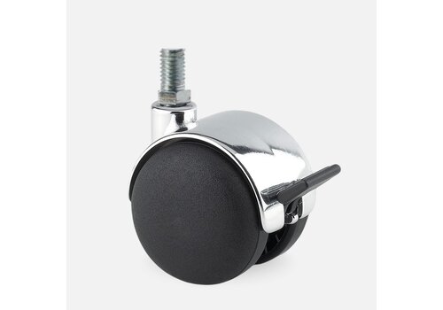 PP chrome wiel 50mm bout M6x12 met rem 