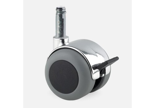 PPTP chrome wiel 50mm stift 8mm met rem 
