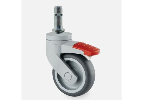 SYTP wiel 75mm stift 10mm met rem 