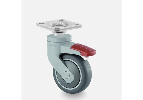 SYTP afdekkap wiel 75mm plaat 42x42mm met rem 