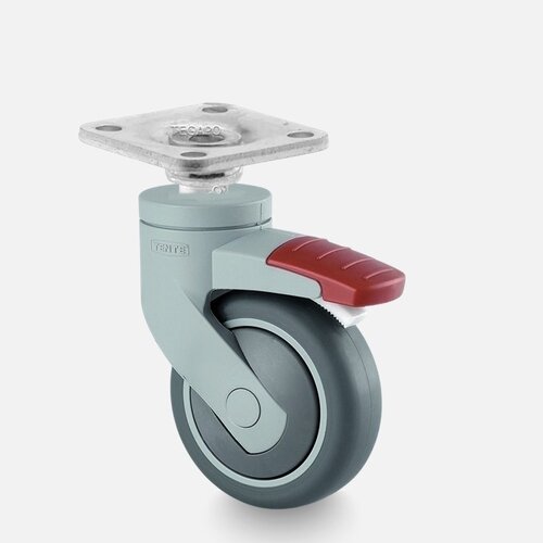 SYTP afdekkap wiel 75mm plaat 42x42mm met rem 