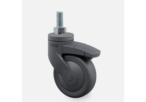 SYTP zwart afdekkap wiel 75mm bout M10x15 met rem 