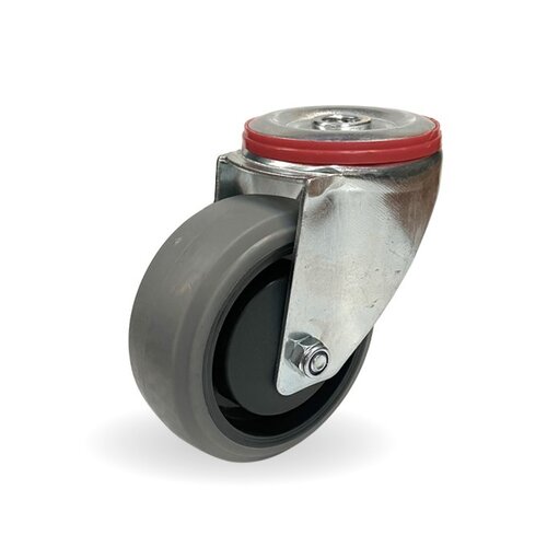 EdelRader zwenkwiel elastisch rubber grijs 80mm 2KO boutgat 