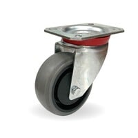 EdelRader zwenkwiel elastisch rubber grijs 80mm 2KO plaat