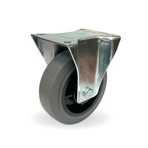 EdelRäder bokwiel elastisch rubber grijs 160mm 2KO plaat 