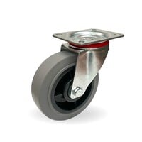 EdelRäder zwenkwiel elastisch rubber grijs 160mm 2KO plaat