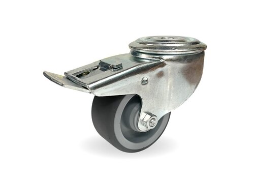 Zwenkwiel nylon 3NOP grijs 80mm boutgat met rem 