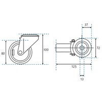 thumb-EdelRader zwenkwiel grijs rubber 100mm 2KO boutgatbevestiging-2