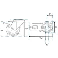 thumb-EdelRader zwenkwiel grijs rubber 100mm 2KA boutgatbevestiging met rem-2