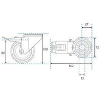 thumb-EdelRader zwenkwiel grijs rubber 125mm 2KO boutgatbevestiging met rem-2