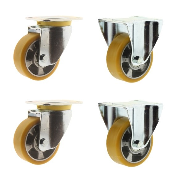 Set zwenkwielen – Polyurethaan 125mm, 1,5 ton