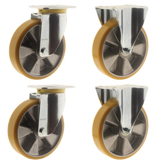 Set zwenkwielen – Polyurethaan 125mm, 1,5 ton