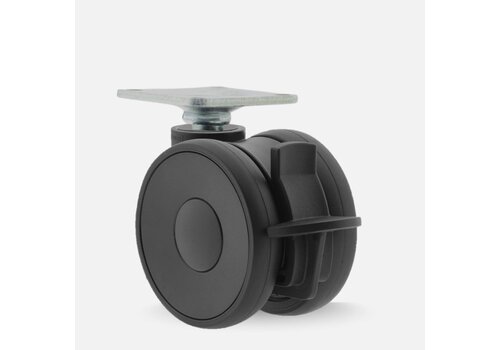 PAPU LOW wiel 65mm plaat 42x42mm met rem 