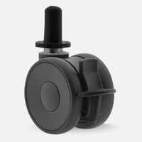 PAPU LOW wiel 65mm plug rond kunststof 13mm met rem
