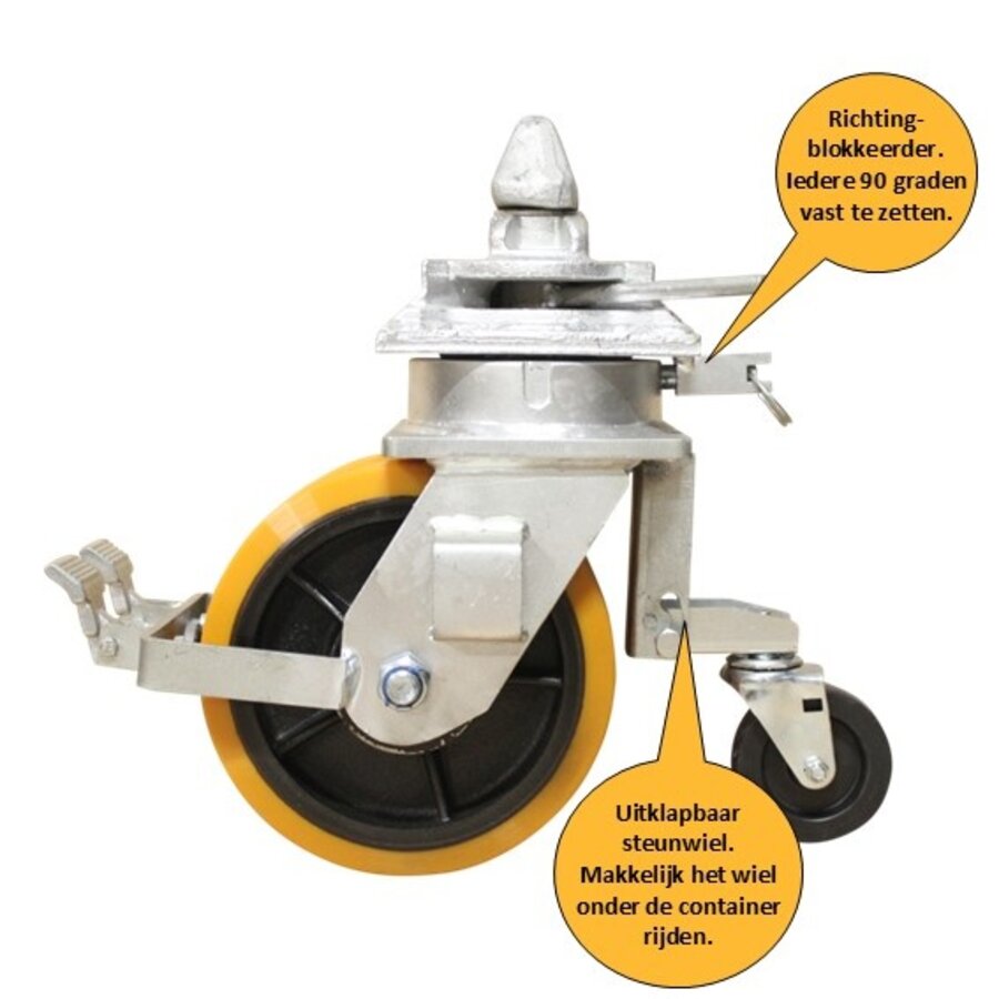 Set van 4 stuks zeecontainer wiel 9000 kg met ISO twistlock-2