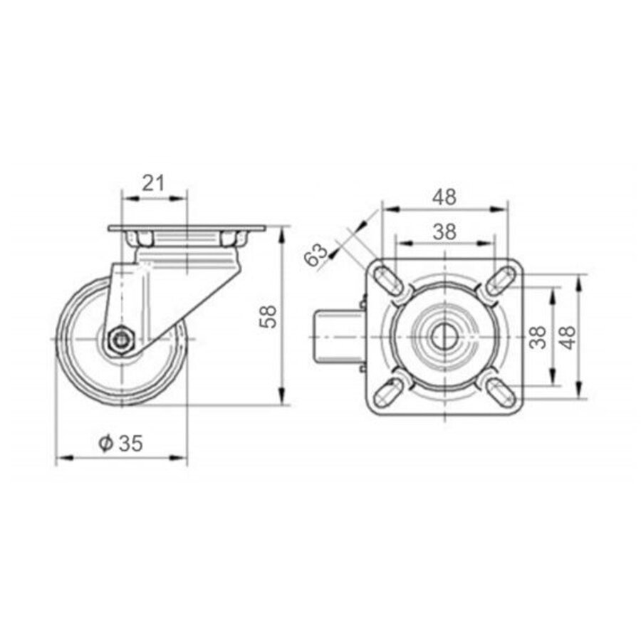 Livello zwenkwiel 35mm verzinkt 3PU plaat-2