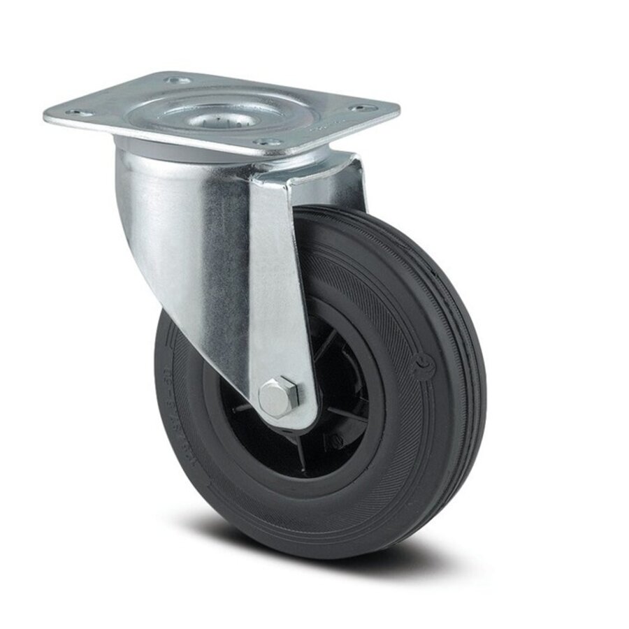 TENTE Zwenkwiel rubber 160 3KO plaat-1