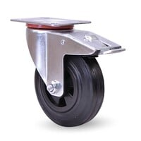 EdelRader zwenkwiel rubber 100mm 2KO plaat met rem