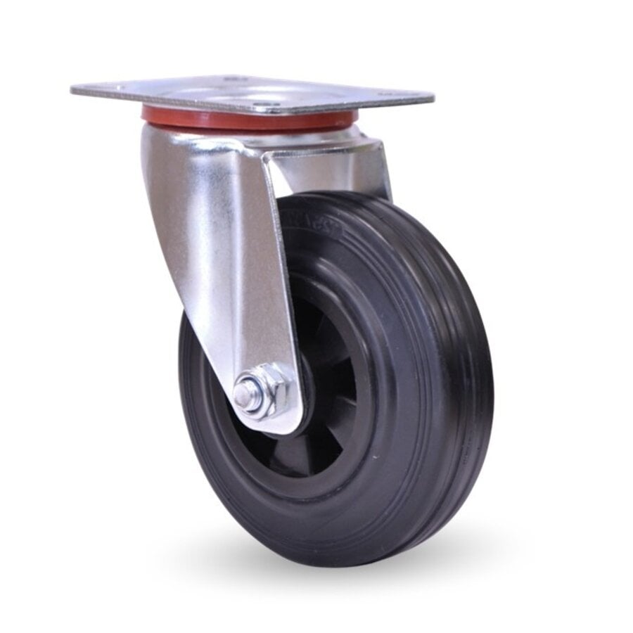 EdelRader zwenkwiel rubber 200mm 2KO plaat-1