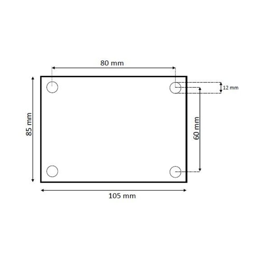 EdelRader bokwiel grijs rubber 80mm 2KA plaatbevestiging-2