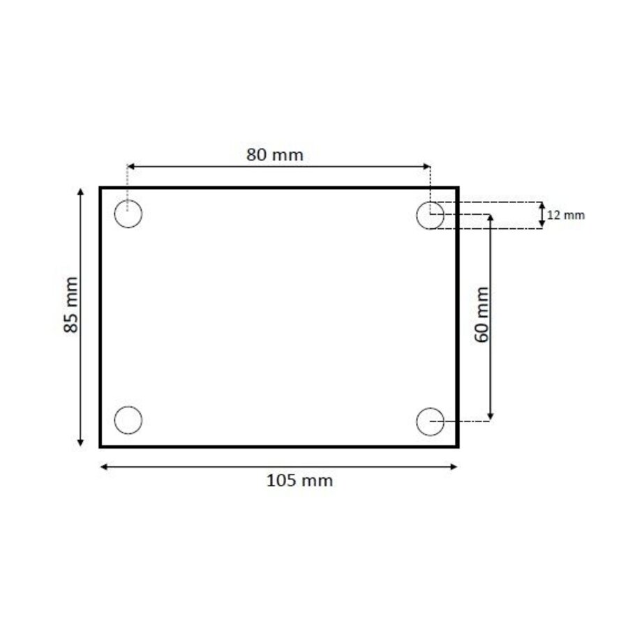 EdelRader bokwiel grijs rubber 80mm 2KO plaatbevestiging-2