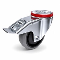 thumb-EdelRader zwenkwiel grijs rubber 100mm 2KO boutgatbevestiging met rem-1