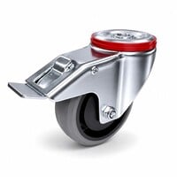 thumb-EdelRader zwenkwiel grijs rubber 125mm 2KA boutgatbevestiging met rem-1