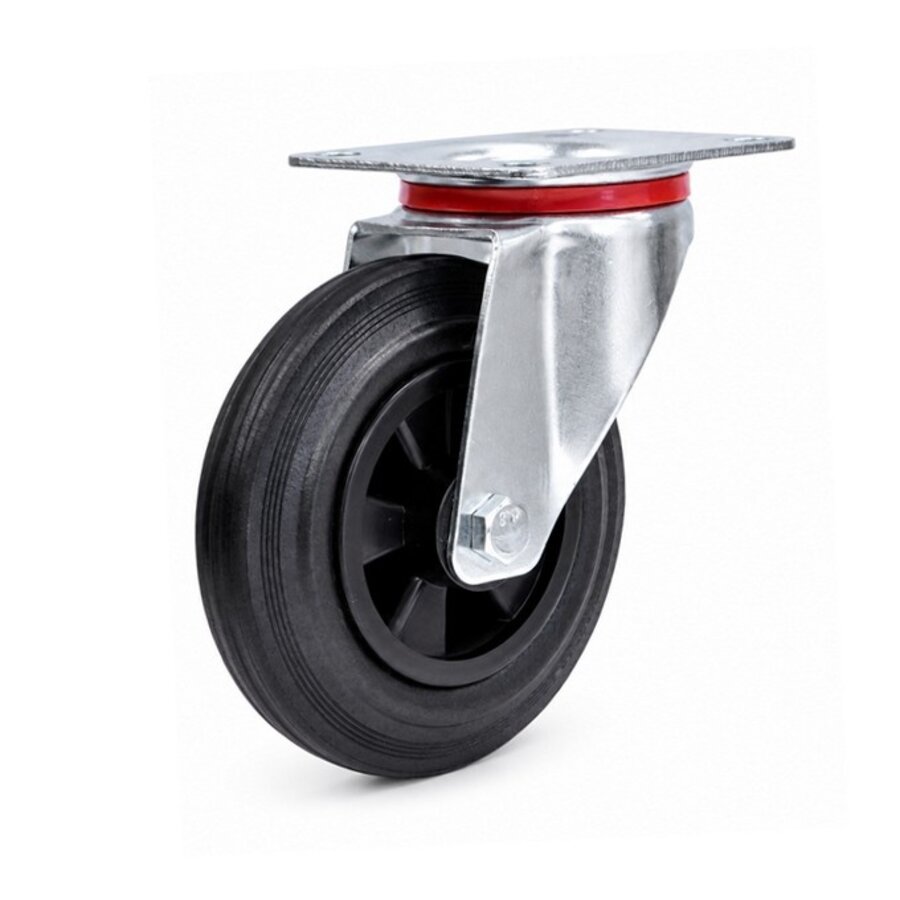 EdelRader zwenkwiel rubber 160mm 2KO plaat-1