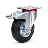 EdelRader zwenkwiel rubber 200mm 2SO plaat met rem