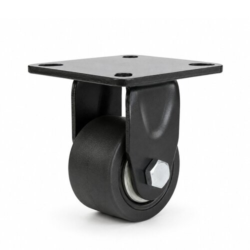 Bokwiel 50mm 5PO zwart zwaarlast plaatbevestiging 
