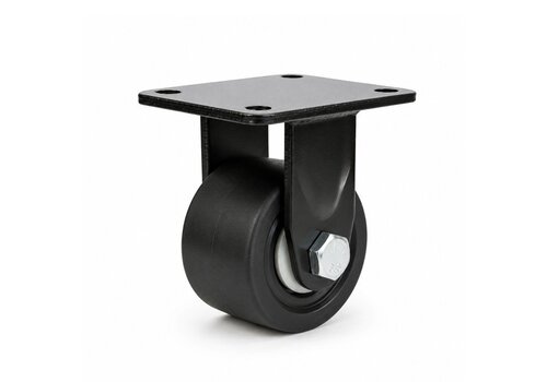 Bokwiel 75mm 5PO zwart zwaarlast plaatbevestiging 