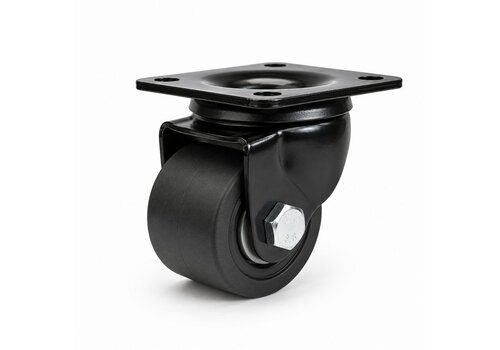 Zwenkwiel 75mm 5PO zwart zwaarlast plaatbevestiging 