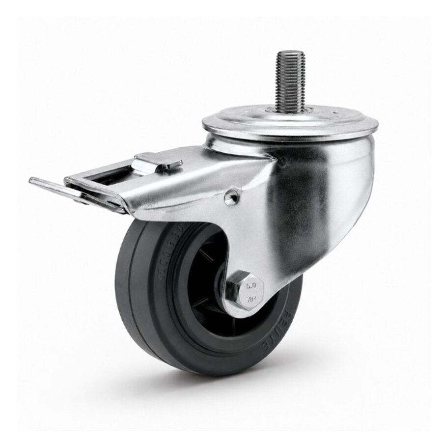 Zwenkwiel rubber 100 3KO M12x35mm met rem-1