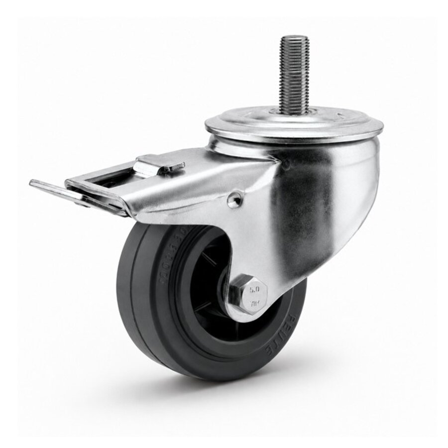 Zwenkwiel rubber 100 3KO M12x52mm met rem-1