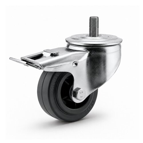 Zwenkwiel rubber 125 3KO M8x30mm met rem 