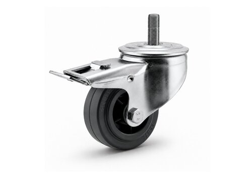 Zwenkwiel rubber 125 3KO M8x50mm met rem 
