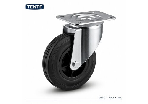 TENTE Zwenkwiel rubber 200 3KO plaat 