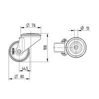 thumb-Zwenkwiel nylon 3NOP grijs 80mm boutgat-2