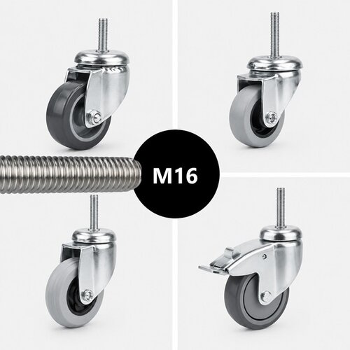 Zwenkwielen met M16 schroefdraad