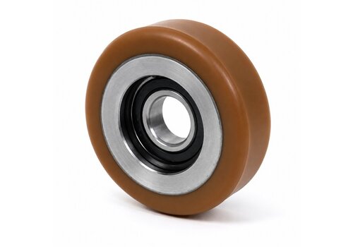 Geleidewiel polyurethaan 50x18mm asgat 10mm 