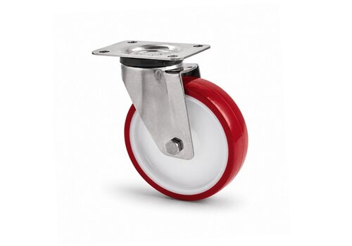 Livellö zwenkwiel RVS 80 nylon NOC rood plaatbevestiging 