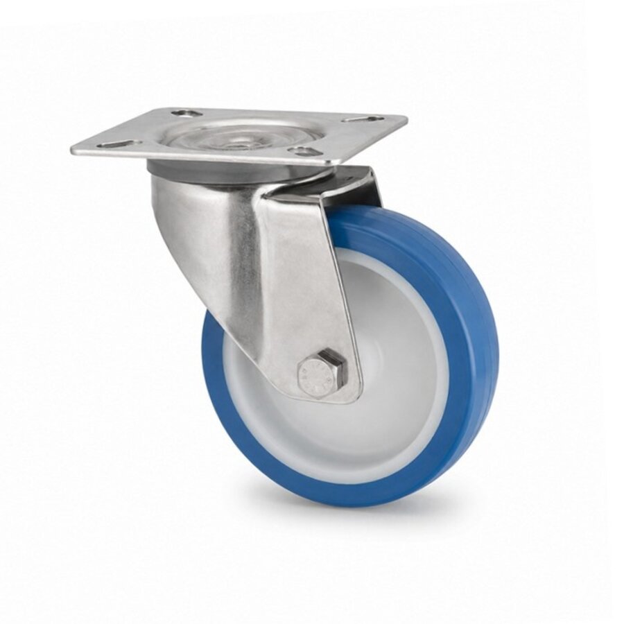 Livellö zwenkwiel RVS 125 nylon NOC blauw plaatbevestiging-1