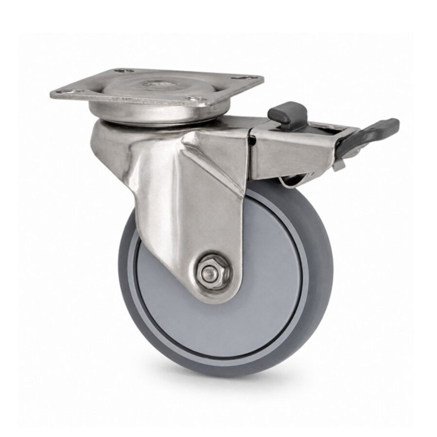 EdelRader zwenkwiel RVS 100 7TPKO plaat met rem-1