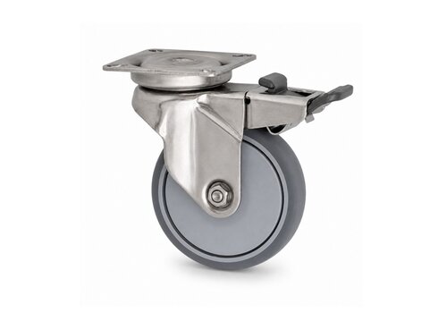 EdelRader zwenkwiel RVS 125 7TPKO plaat met rem 