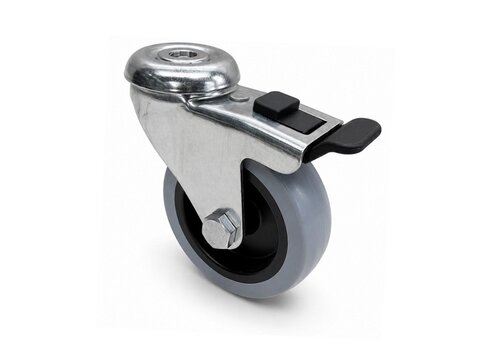 HILLER C20 RVS zwenkwiel 75mm boutgat met rem 