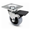 HILLER C20 RVS zwenkwiel 50mm plaat met rem
