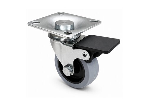 HILLER C20 RVS zwenkwiel 50mm plaat met rem 