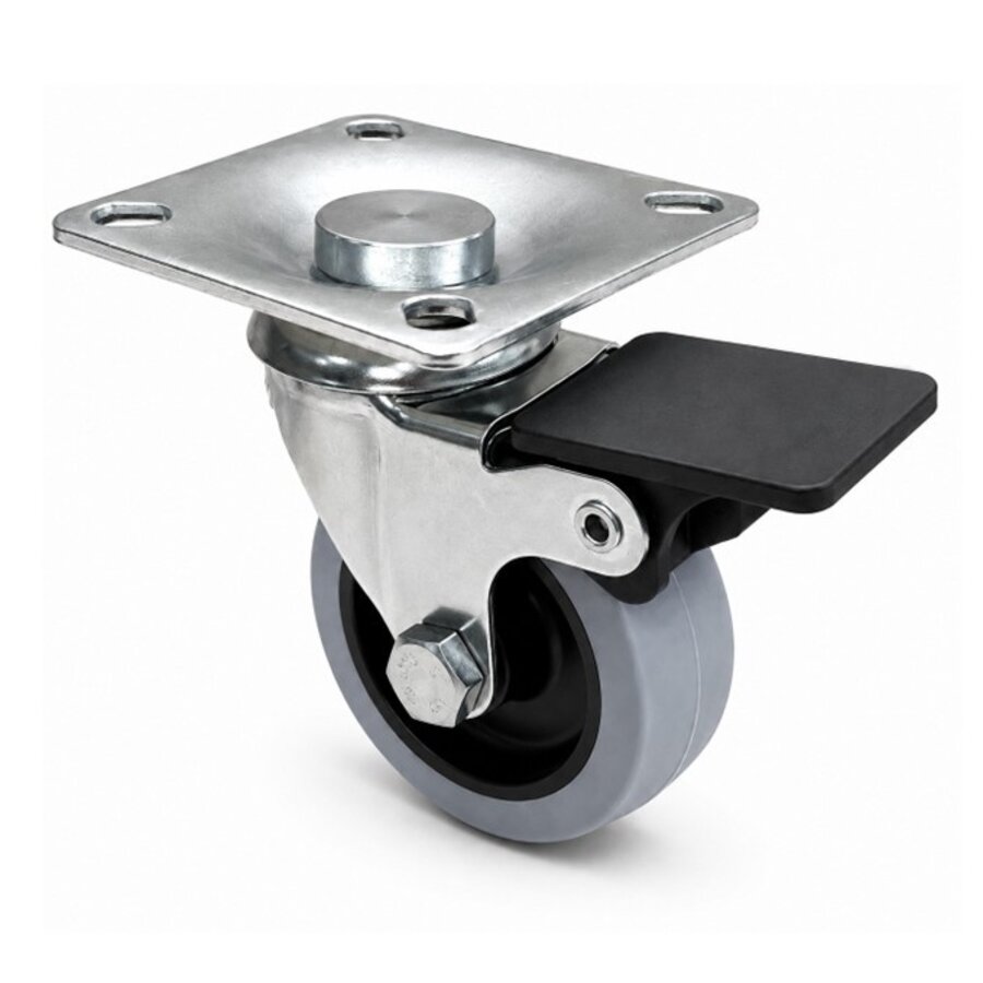 HILLER C20 RVS zwenkwiel 50mm plaat met rem-1